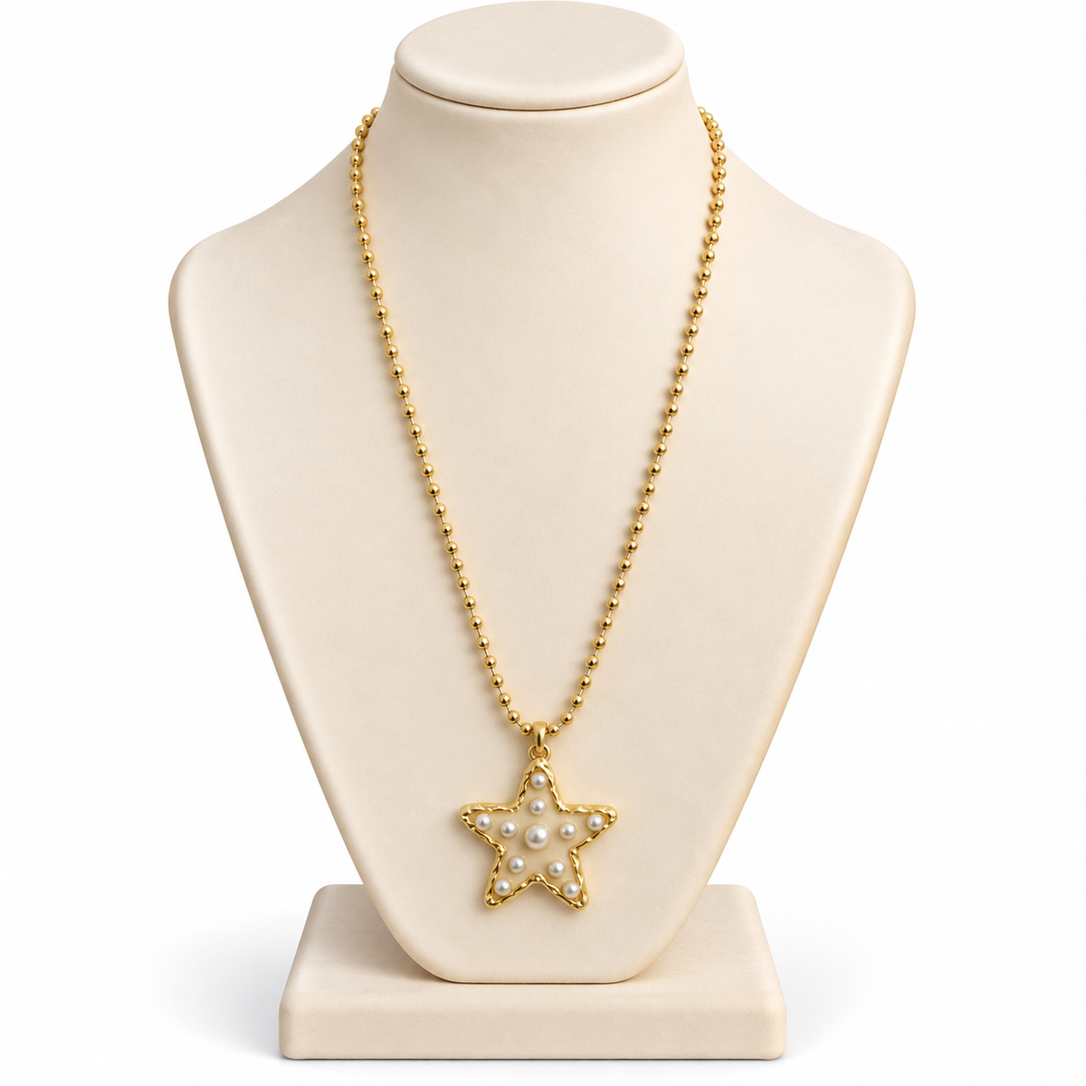 Collar Dorado Estrella con Perlas