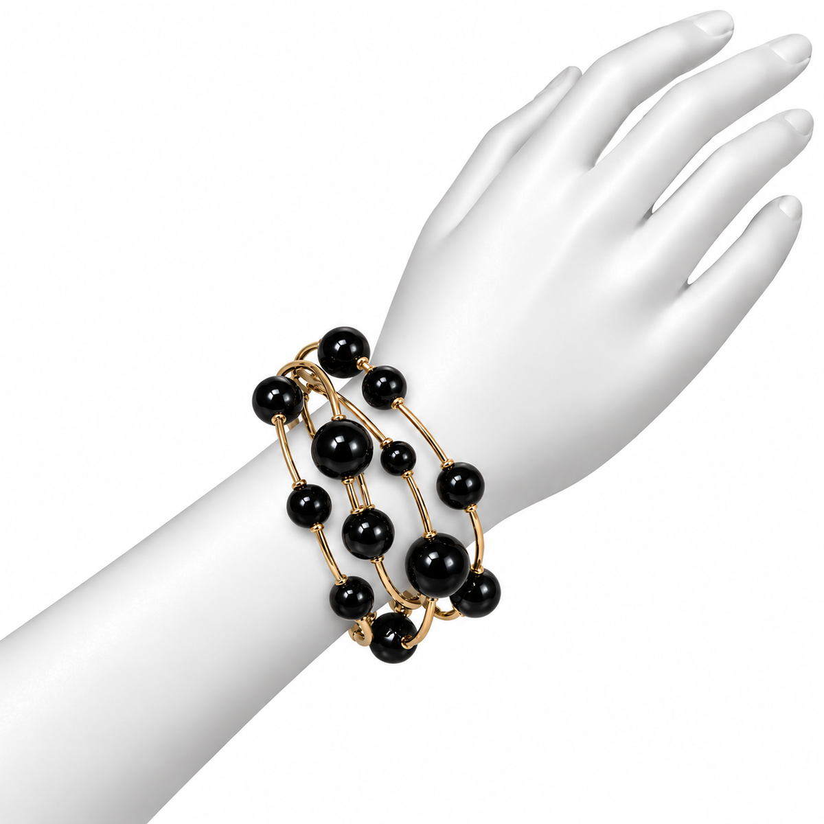 Pulsera de Esferas Negras y Doradas