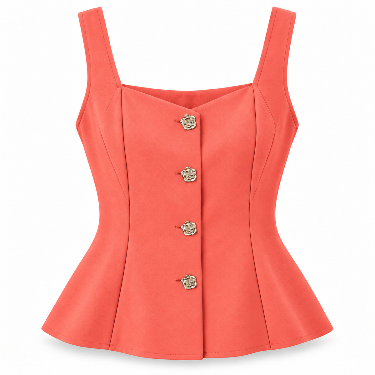 Top Peplum con Botones Florales