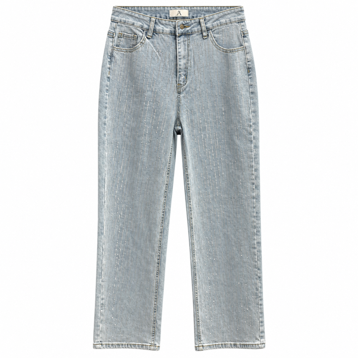 Jeans Light Wash con Rhinestones