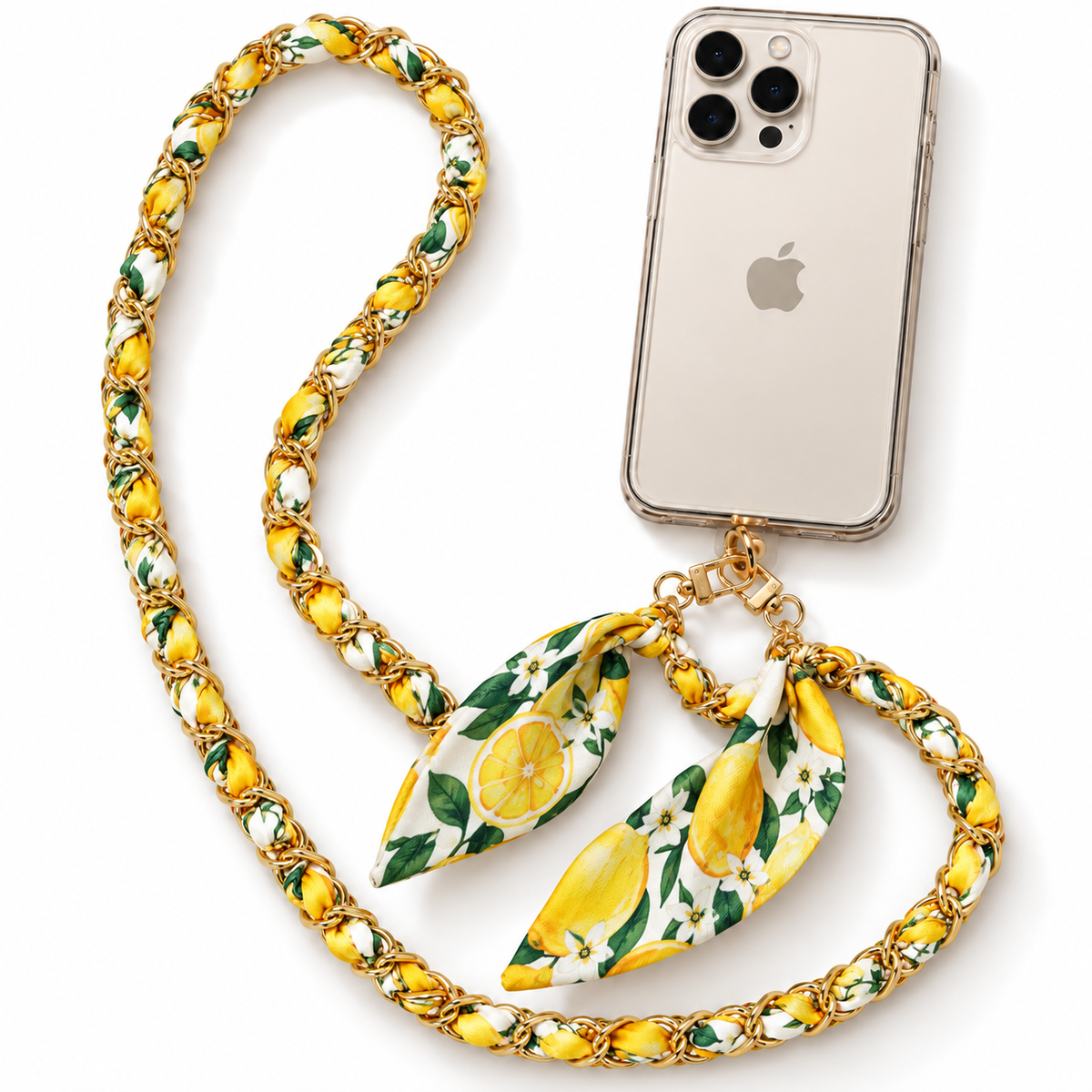 Cadena para Celular con Pañuelo – Amarillo y Verde