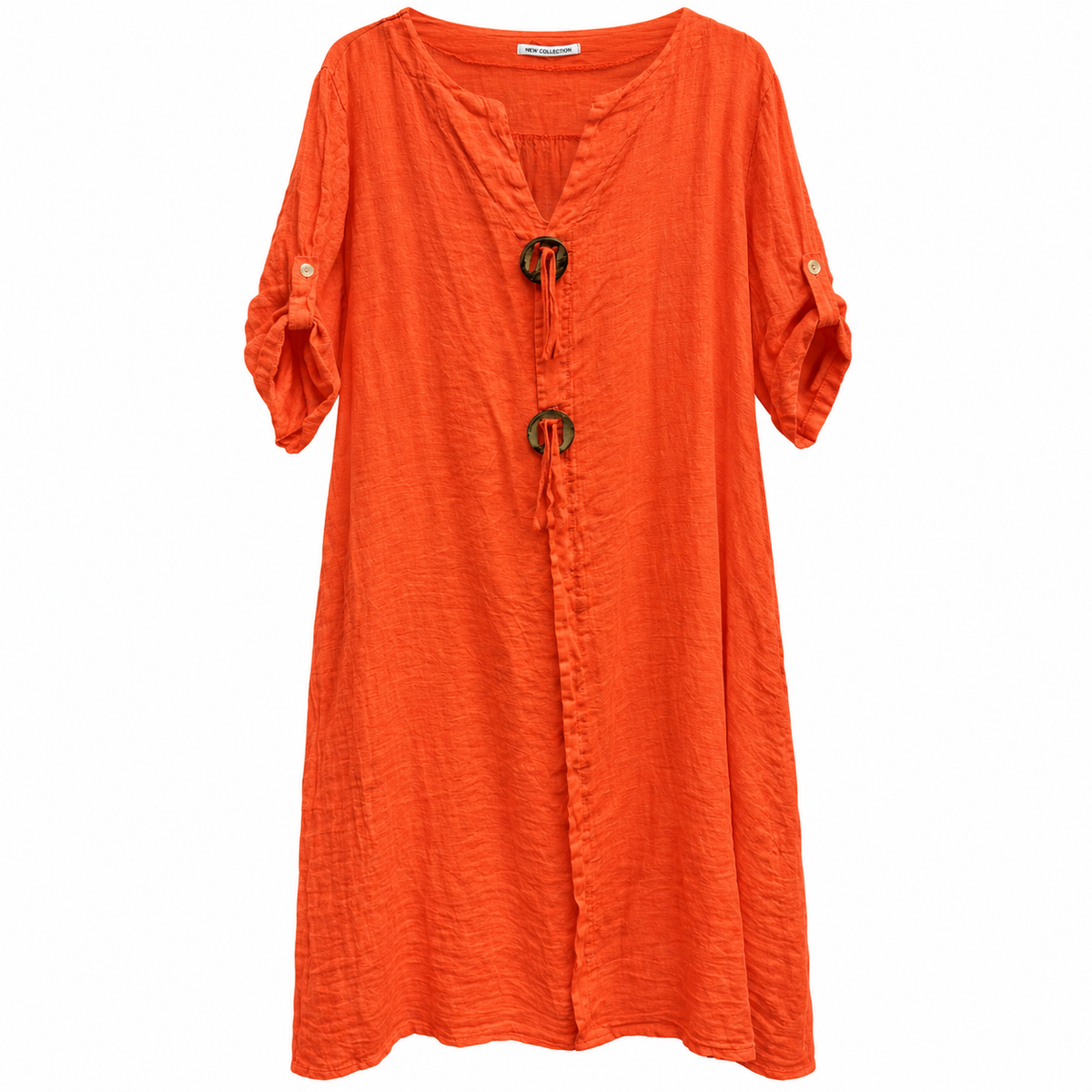 Vestido Naranja Relaxed de Lino