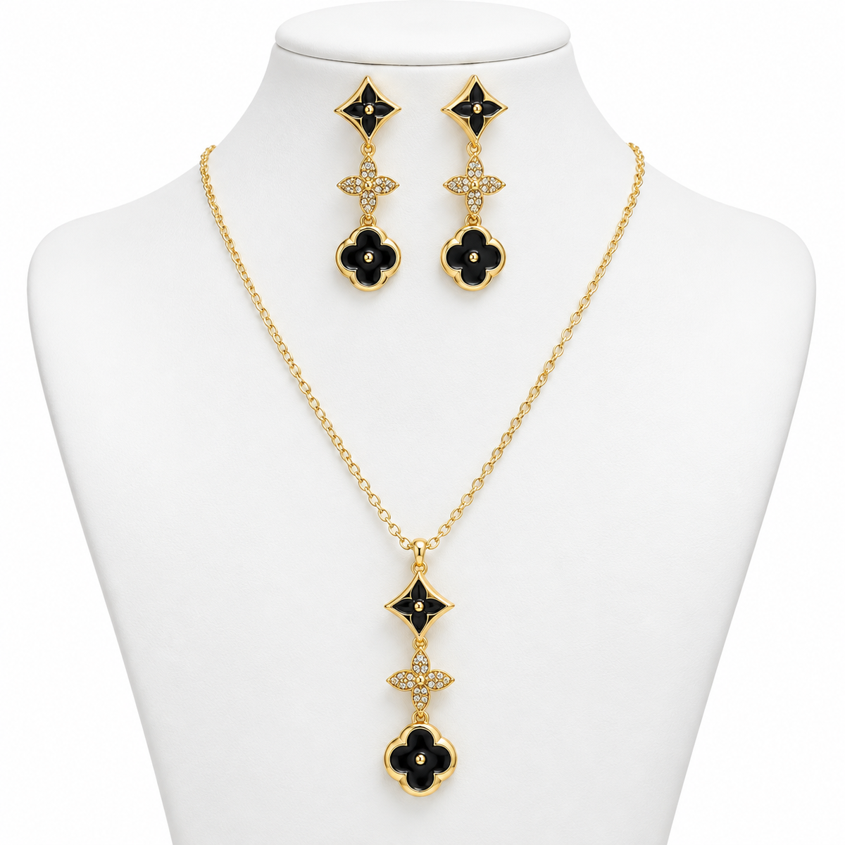 Set Floral Negro y Dorado