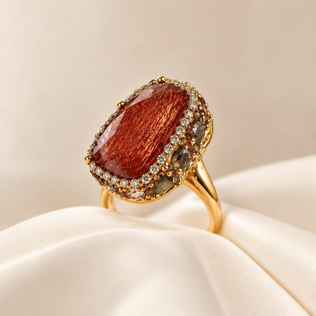 Anillo de Piedra y Brillo Terracotta