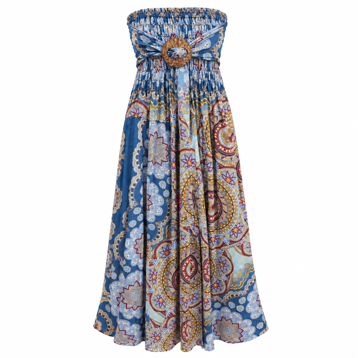Vestido Maxi Boho Paisley Azul