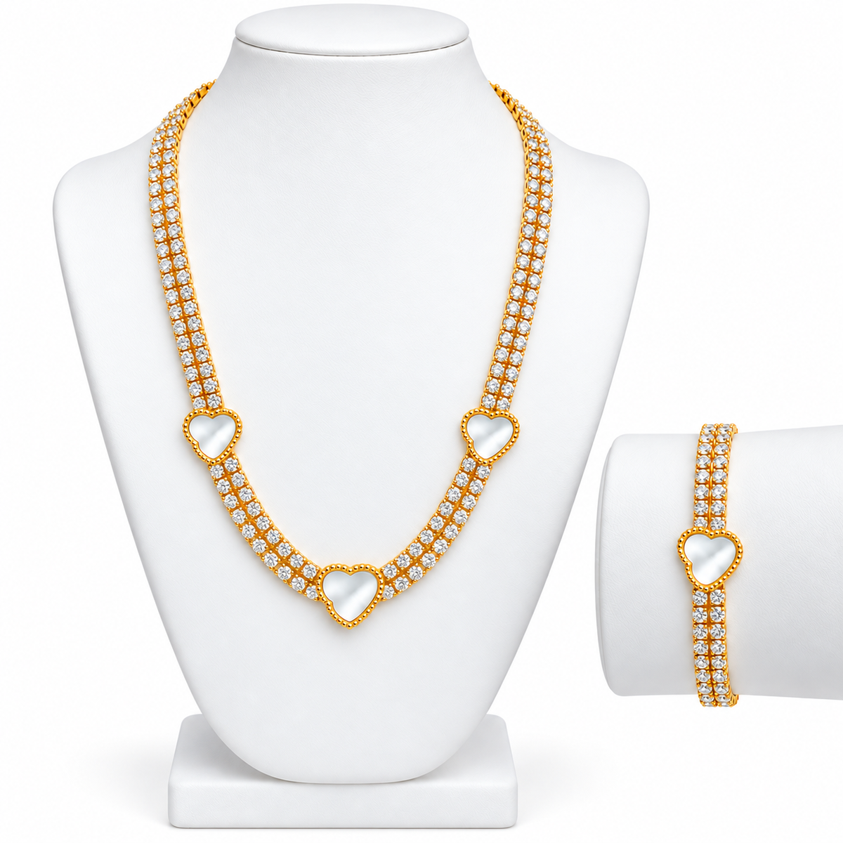 Collar y brazalete Asimétrico Corazón Dorado