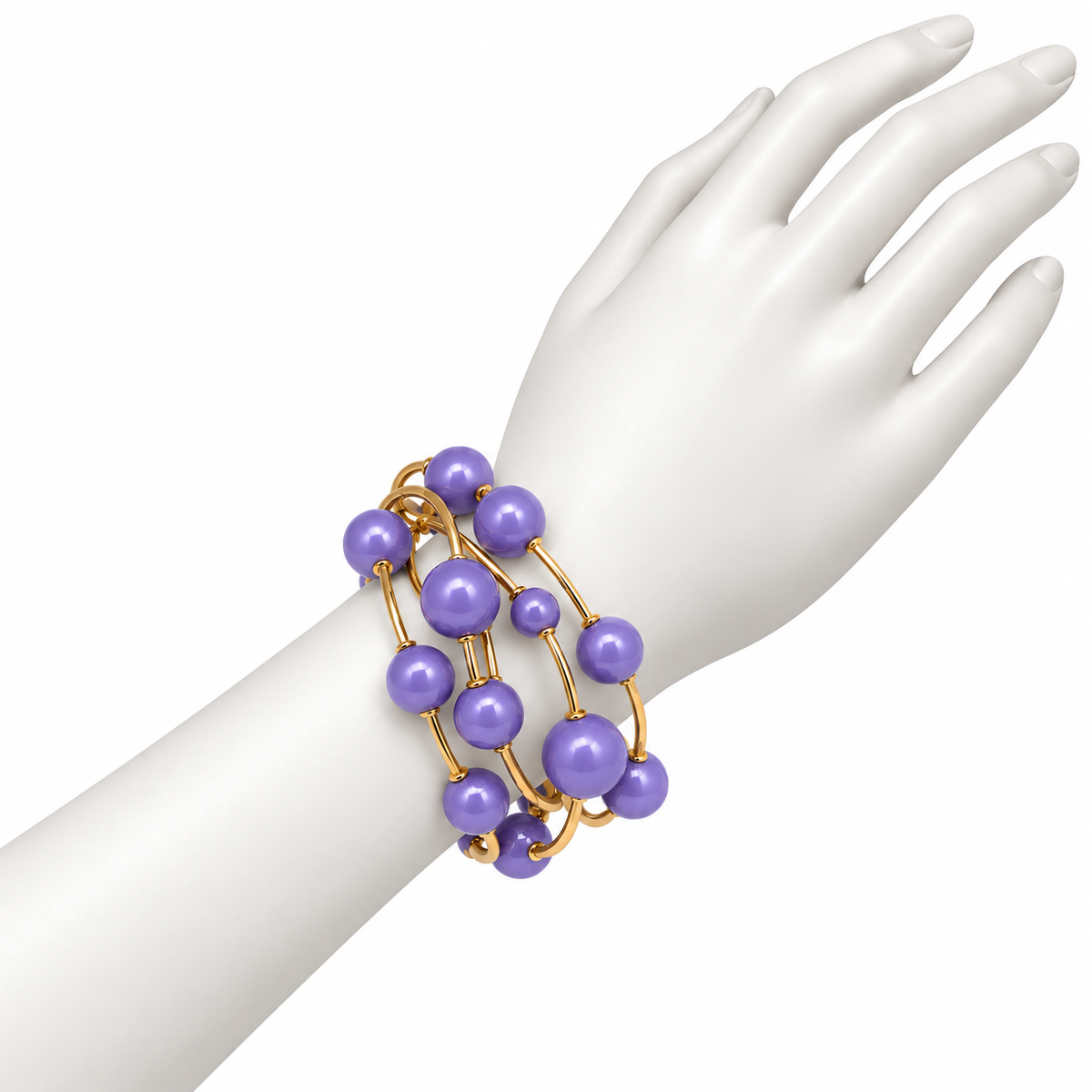 Pulsera de Esferas Lila y Doradas