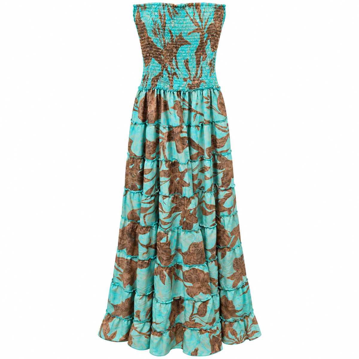 Vestido Maxi Turquesa Floral