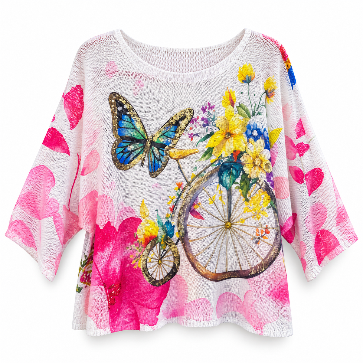 Suéter Mesh con Bicicleta y Mariposa