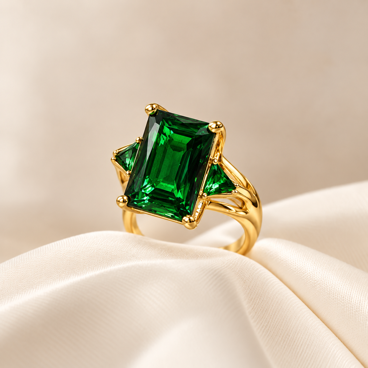 Anillo Gema Imperial Verde Esmeralda