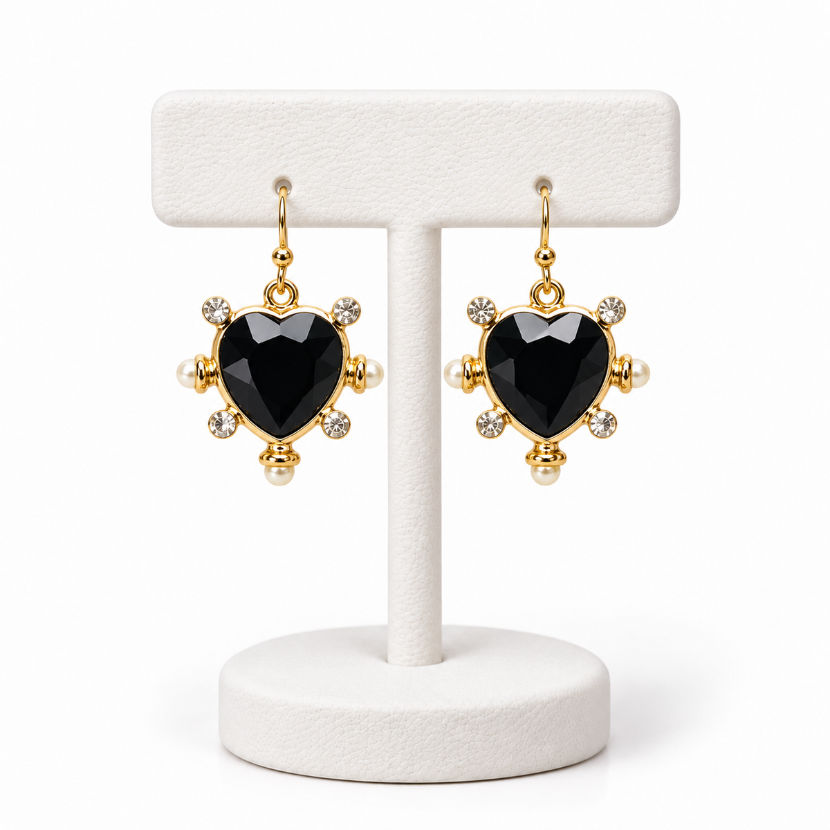 Aretes Gema Corazón Negro