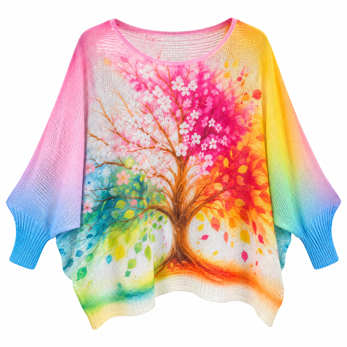 Suéter Batwing Árbol Acuarela Multicolor