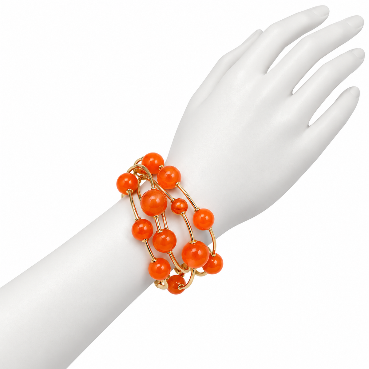 Pulsera de Esferas Naranja y Doradas