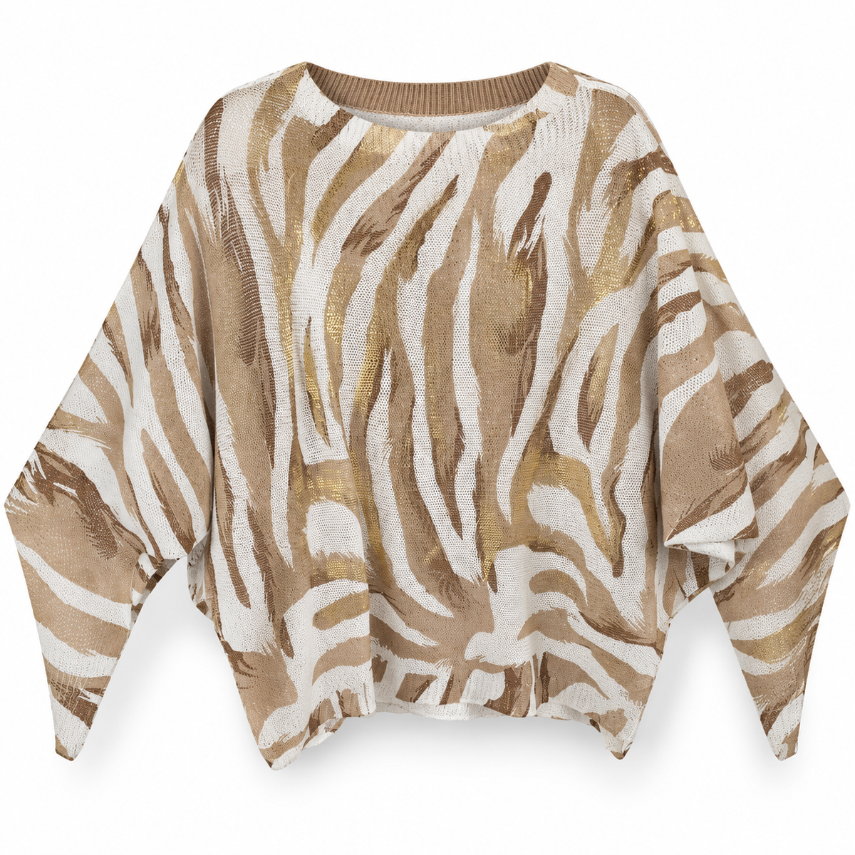 Suéter Poncho Animal Print Metálico
