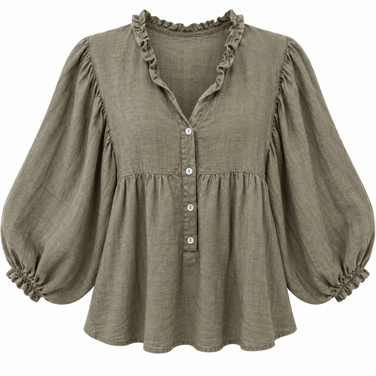 Blusa Oliva con Volantes