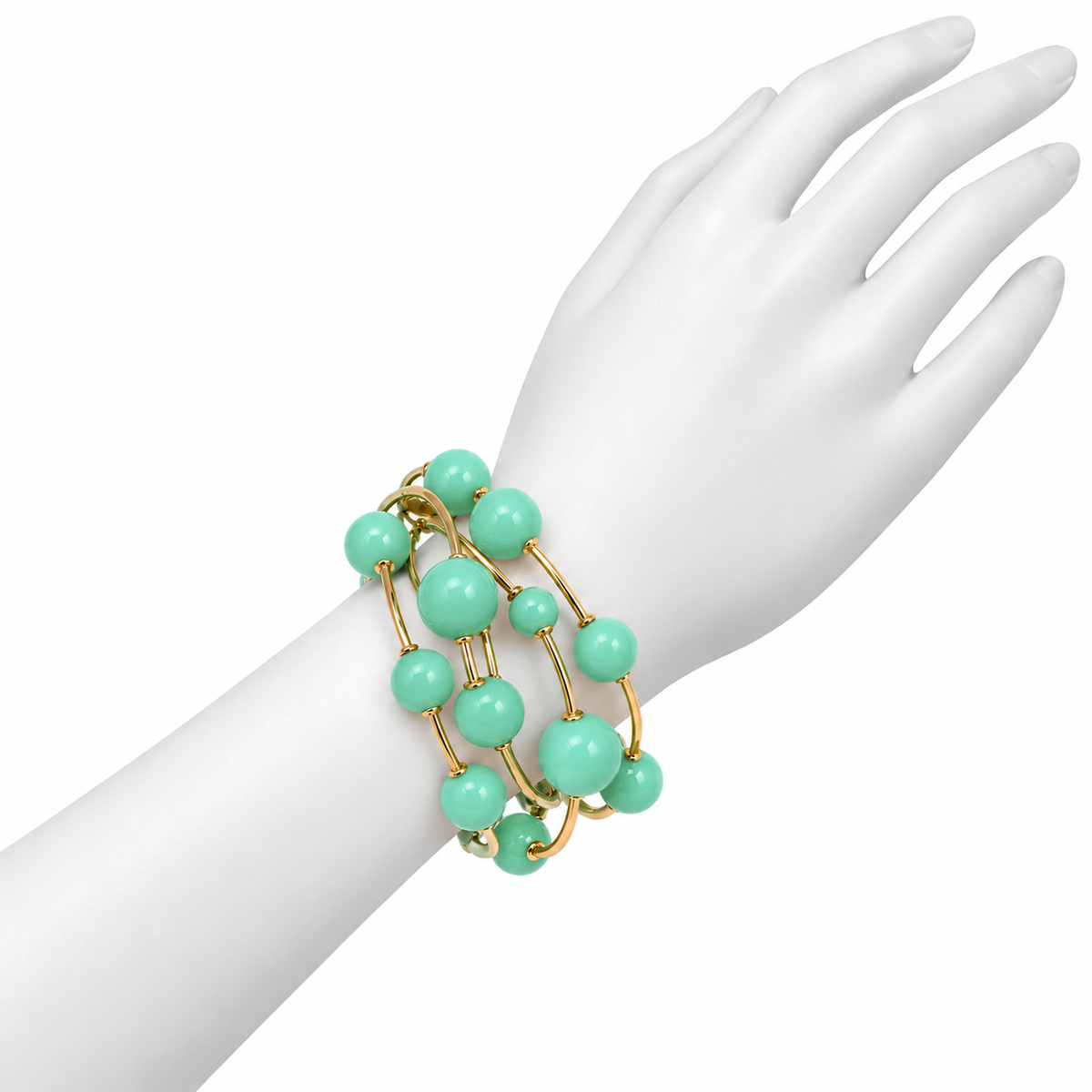 Pulsera de Esferas Menta y Doradas