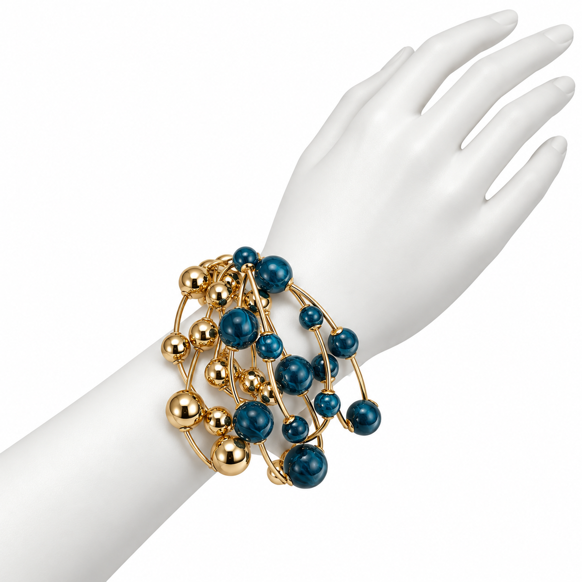 Pulsera de Esferas Azul y Dorado