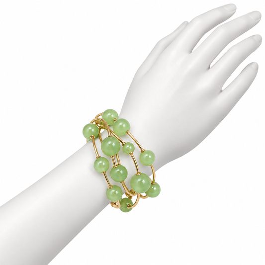 Pulsera Verde Claro y Dorada