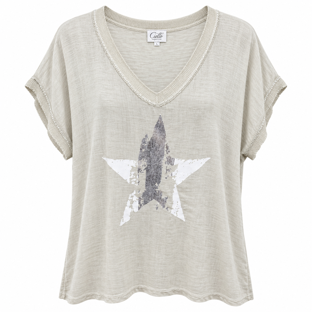 Blusa Verde Salvia con Estrella Decorativa