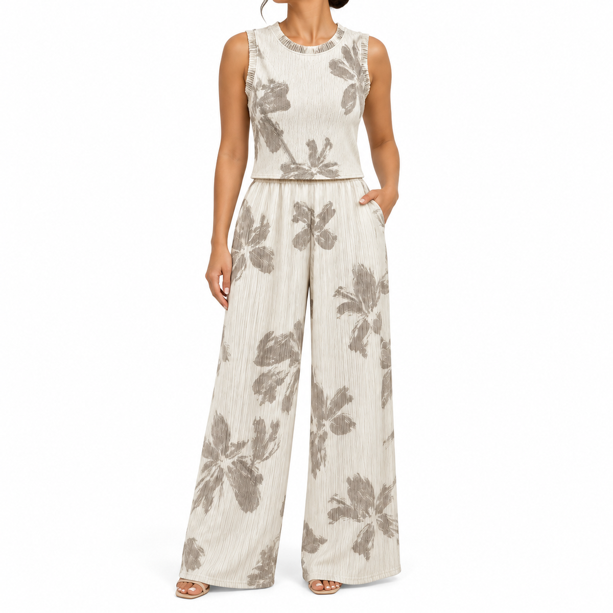 Conjunto Floral Beige