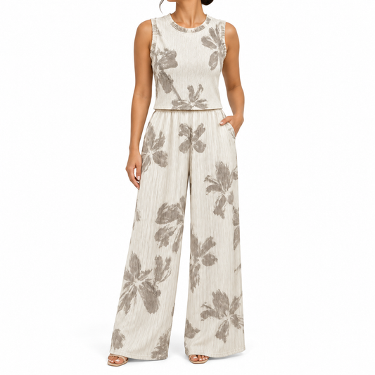 Conjunto Floral Beige