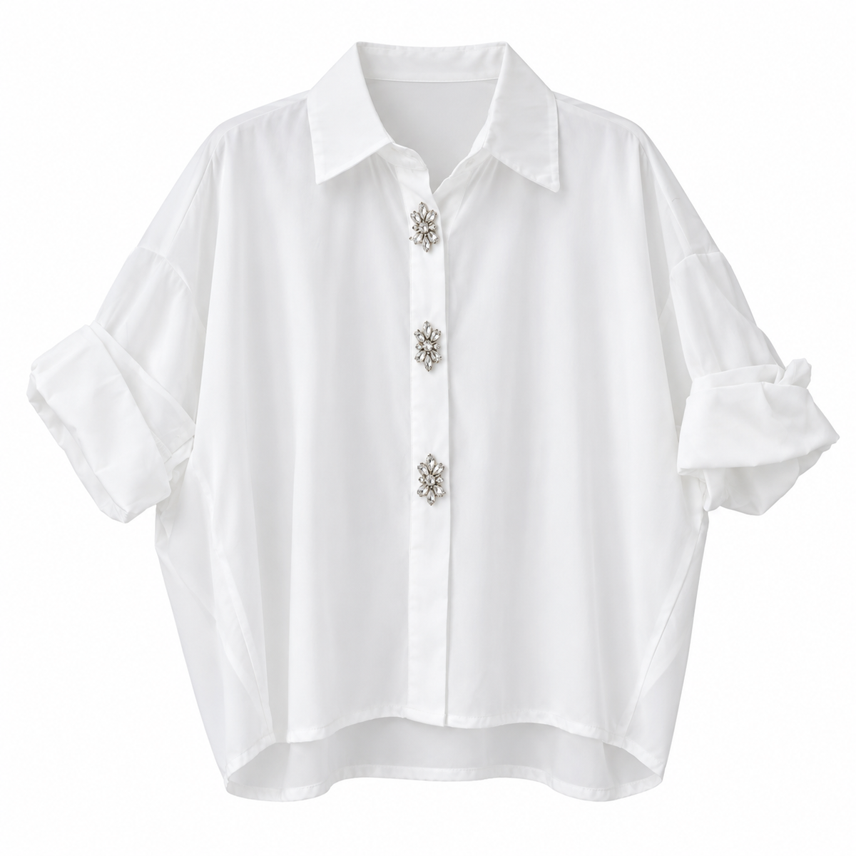 Camisa Italiana con Botones Joyas Florales