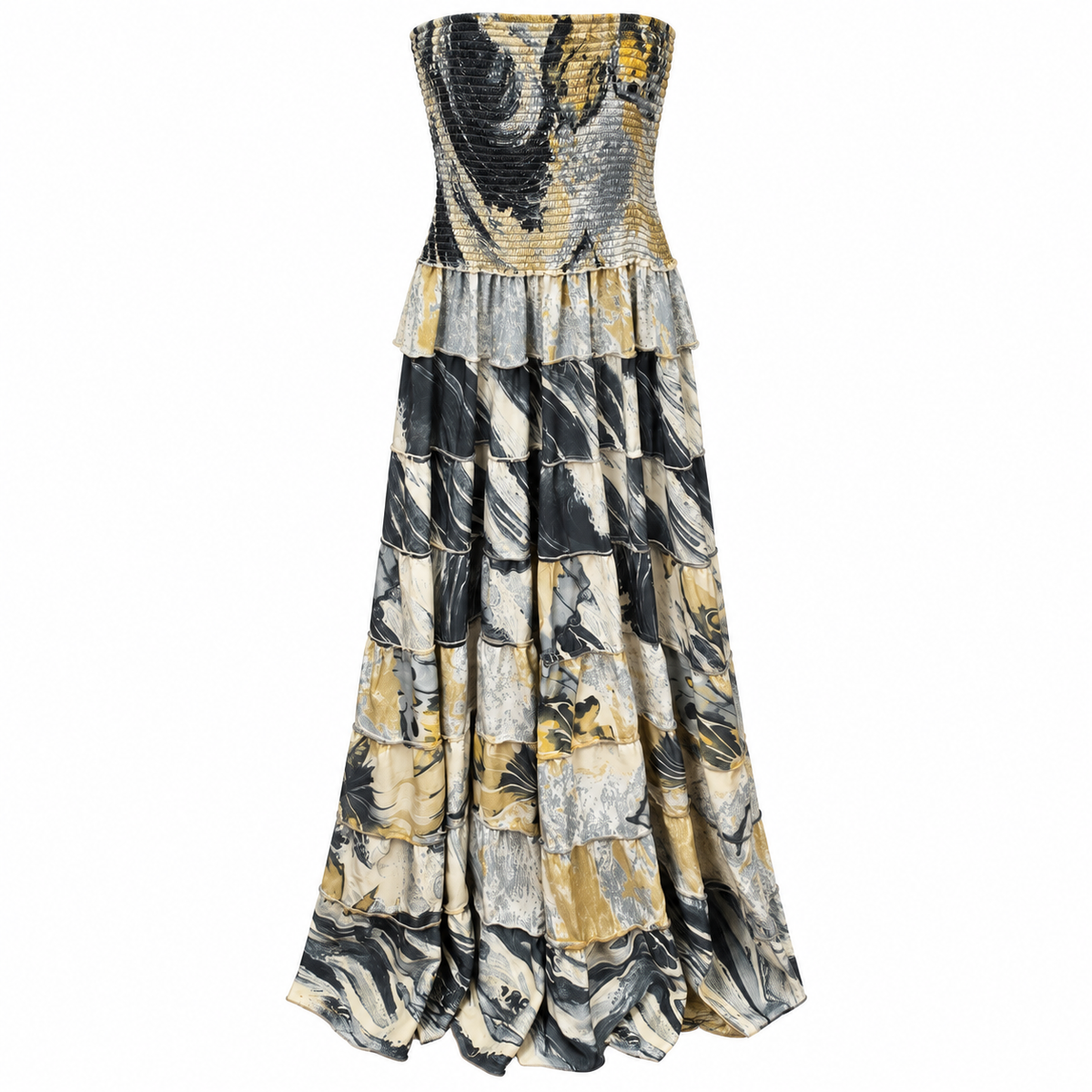 Vestido Maxi Marmoleado Strapless