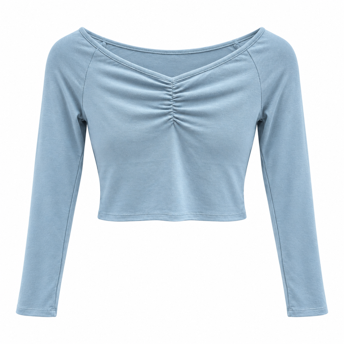 Top Crop Manga Larga Drapeado – Varios Colores