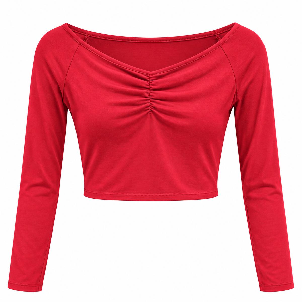 Top Crop Manga Larga Drapeado – Varios Colores