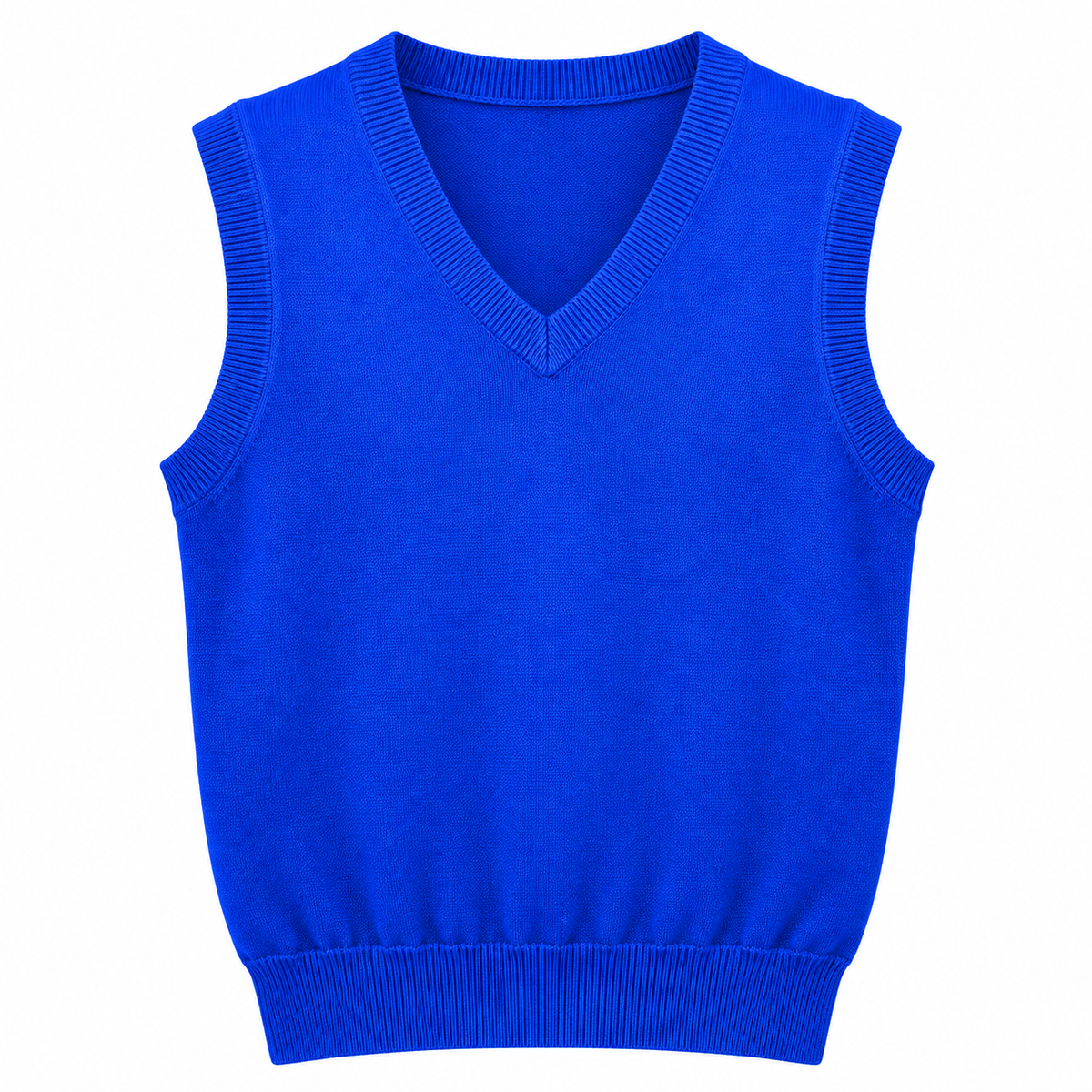 Chaleco Tejido Cuello V Azul Cobalto