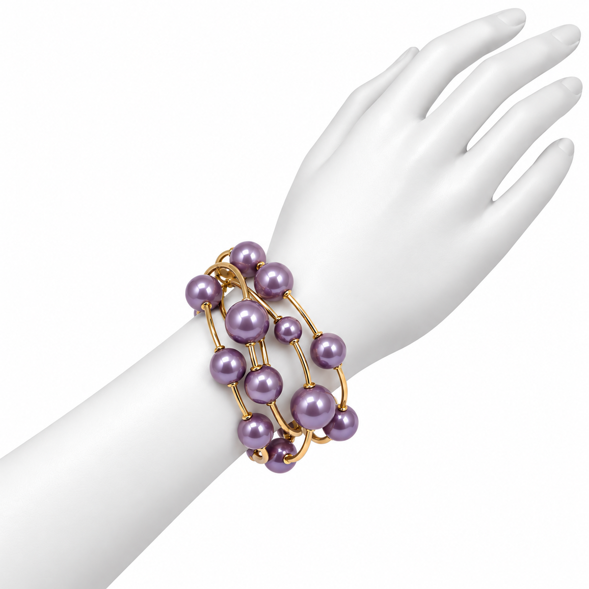 Pulsera de Perlas Malva y Doradas