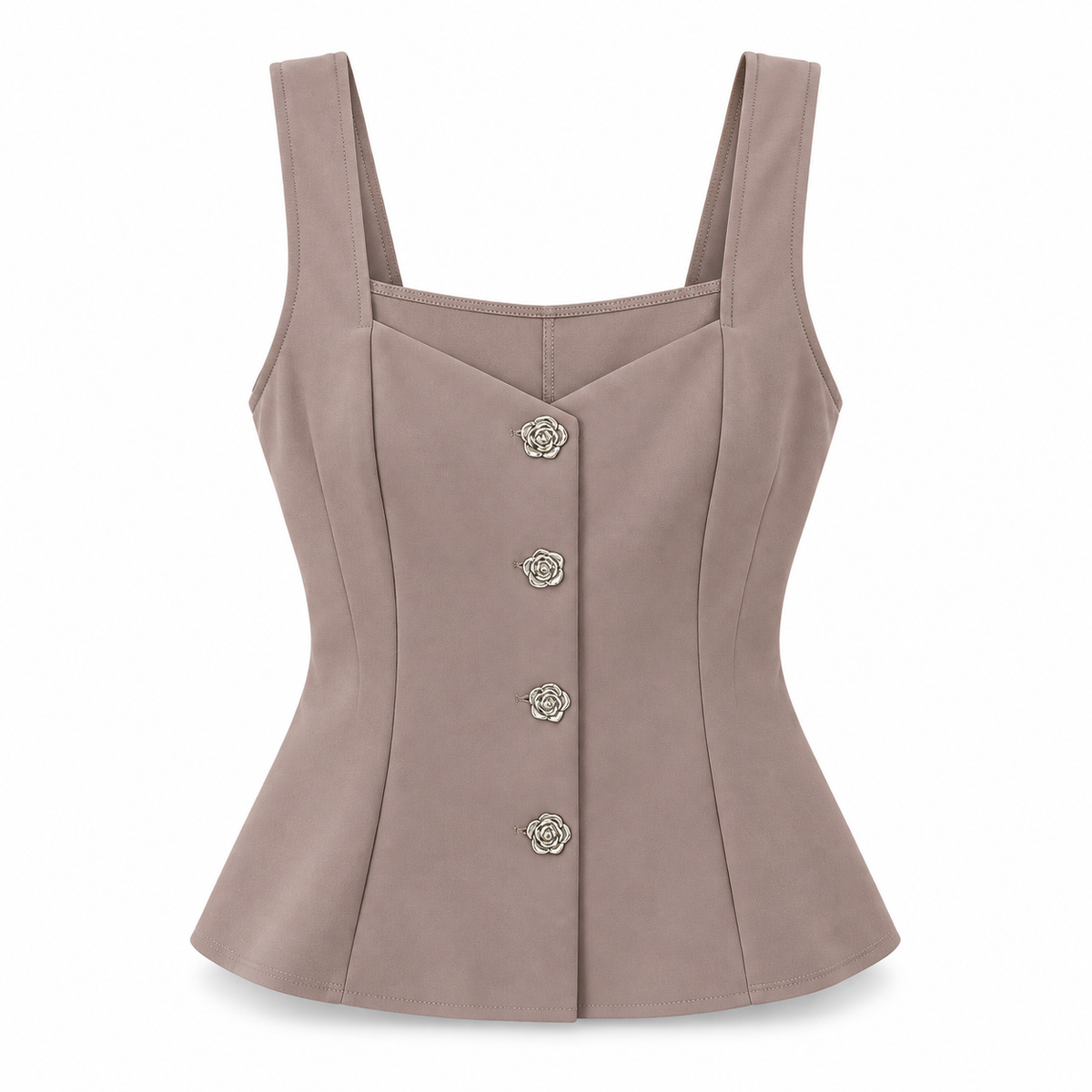 Top Peplum con Botones Florales