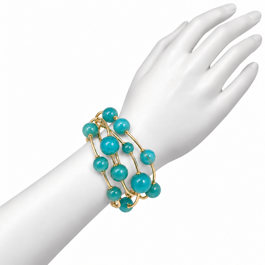 Pulsera de Esferas Turquesa y Doradas