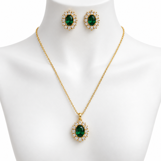 Set Verde con Collar y Aretes
