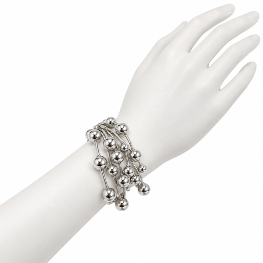 Pulsera de Esferas Plateadas