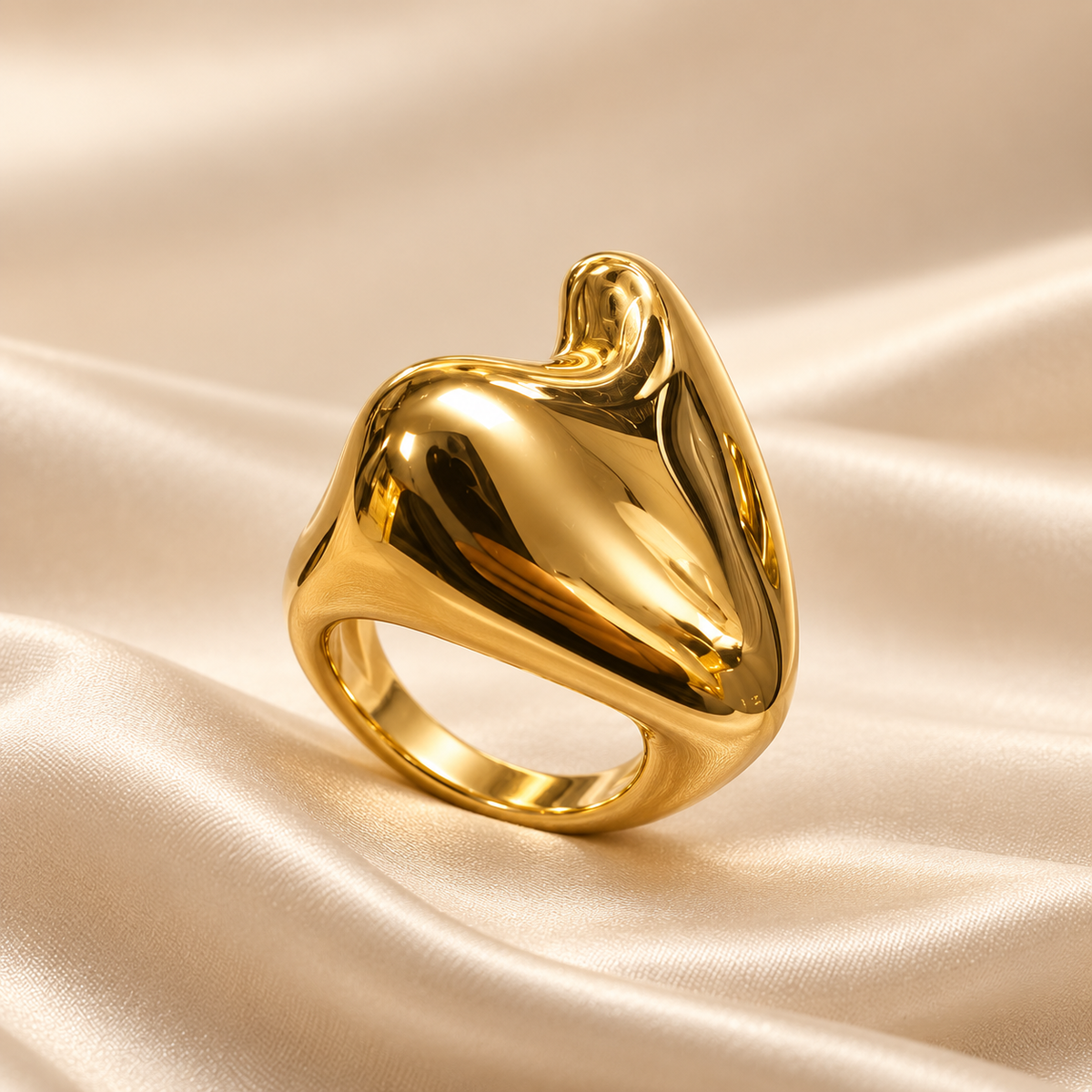 Anillo Metal Corazon Dorado 01