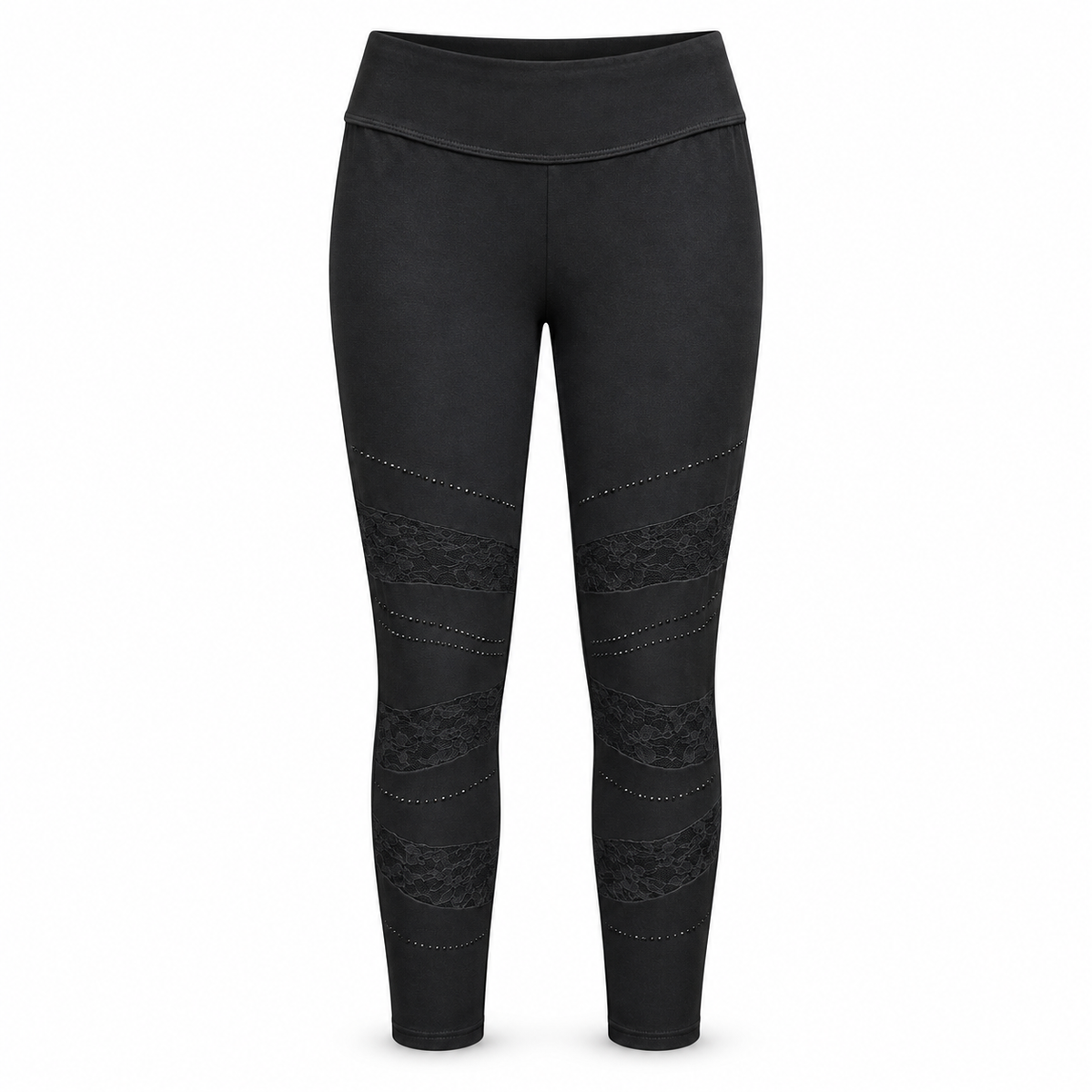 Legging Negro con Encaje y Strass