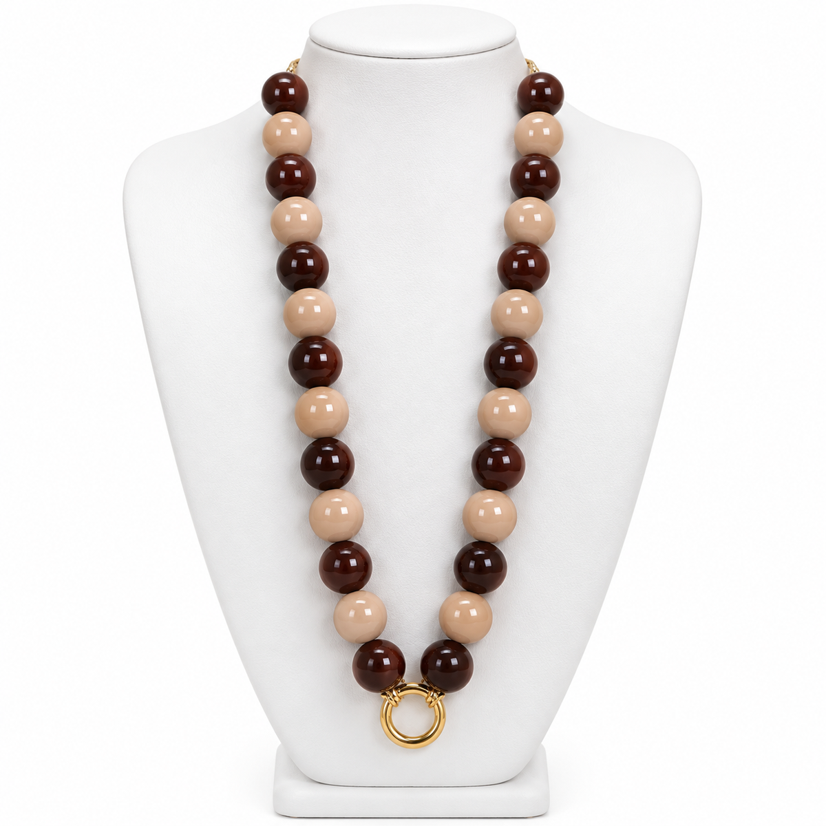 Collar Doble Beige y Chocolate