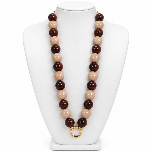 Collar Doble Beige y Chocolate