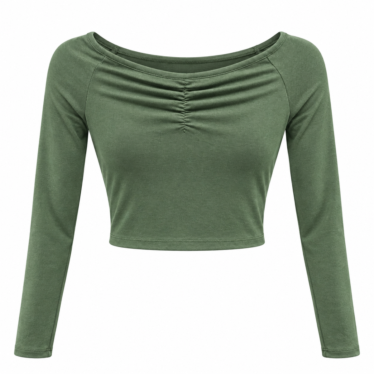Top Crop Manga Larga Drapeado – Varios Colores