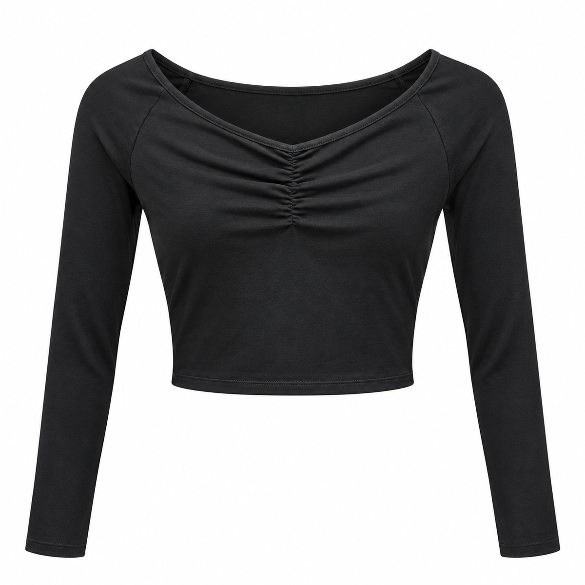 Top Crop Manga Larga Drapeado – Varios Colores