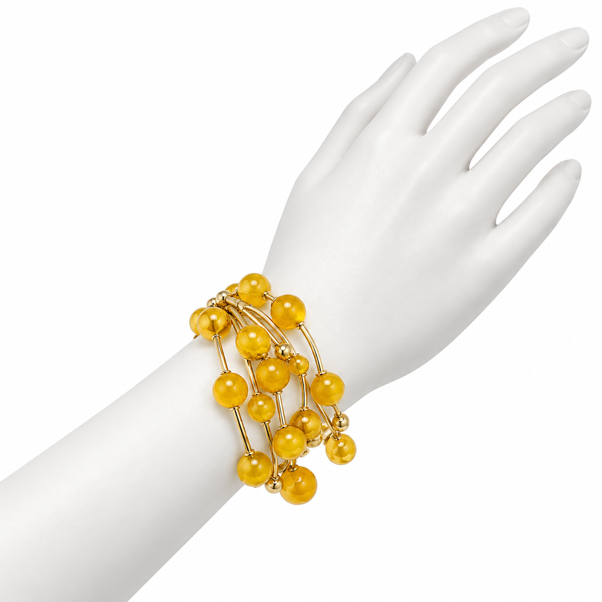 Pulsera de Esferas Amarillas y Doradas