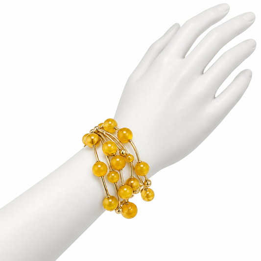 Pulsera de Esferas Amarillas y Doradas