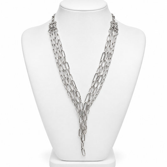 Collar Plateado Multicapas