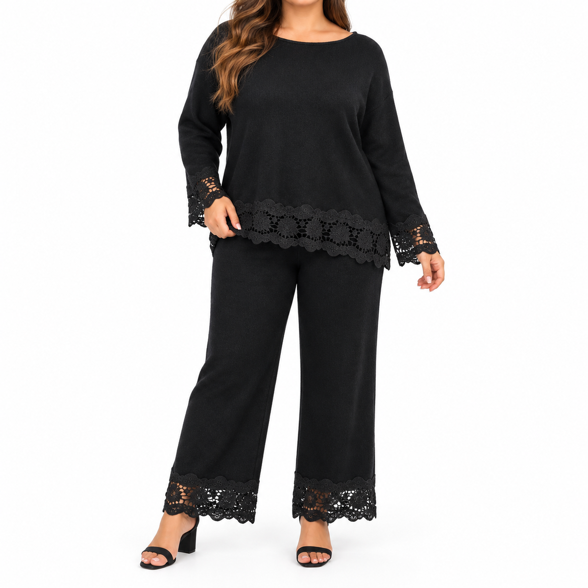 Conjunto Elegance de Punto con Encaje – 2 Piezas