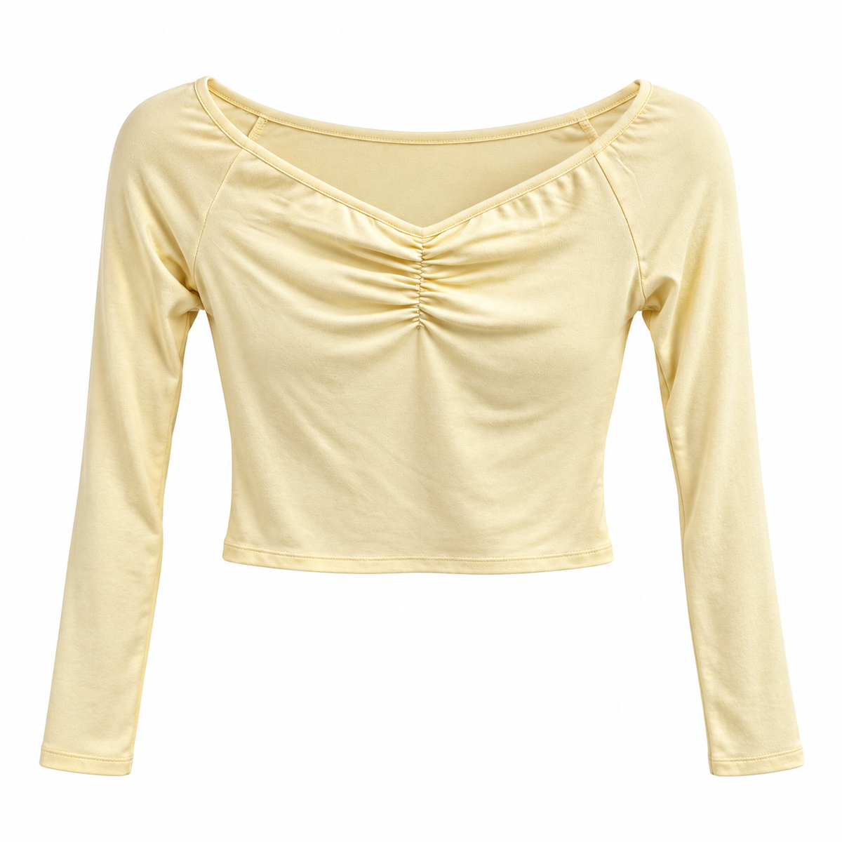 Top Crop Manga Larga Drapeado – Varios Colores