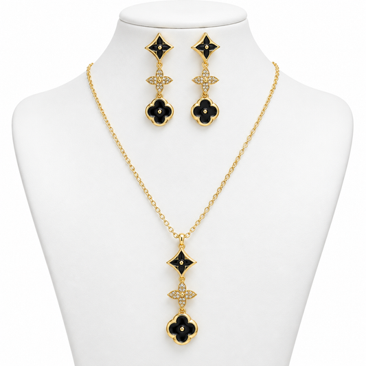 Set Floral Negro y Dorado