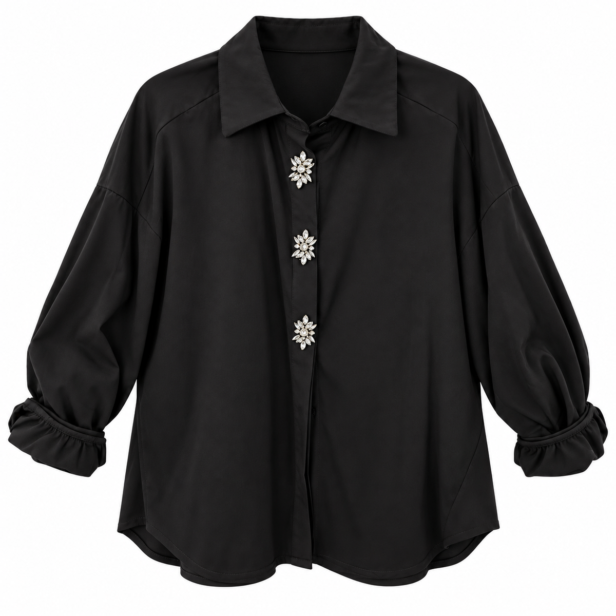 Camisa Italiana con Botones Joyas Florales