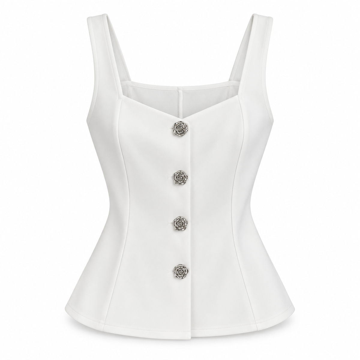 Top Peplum con Botones Florales