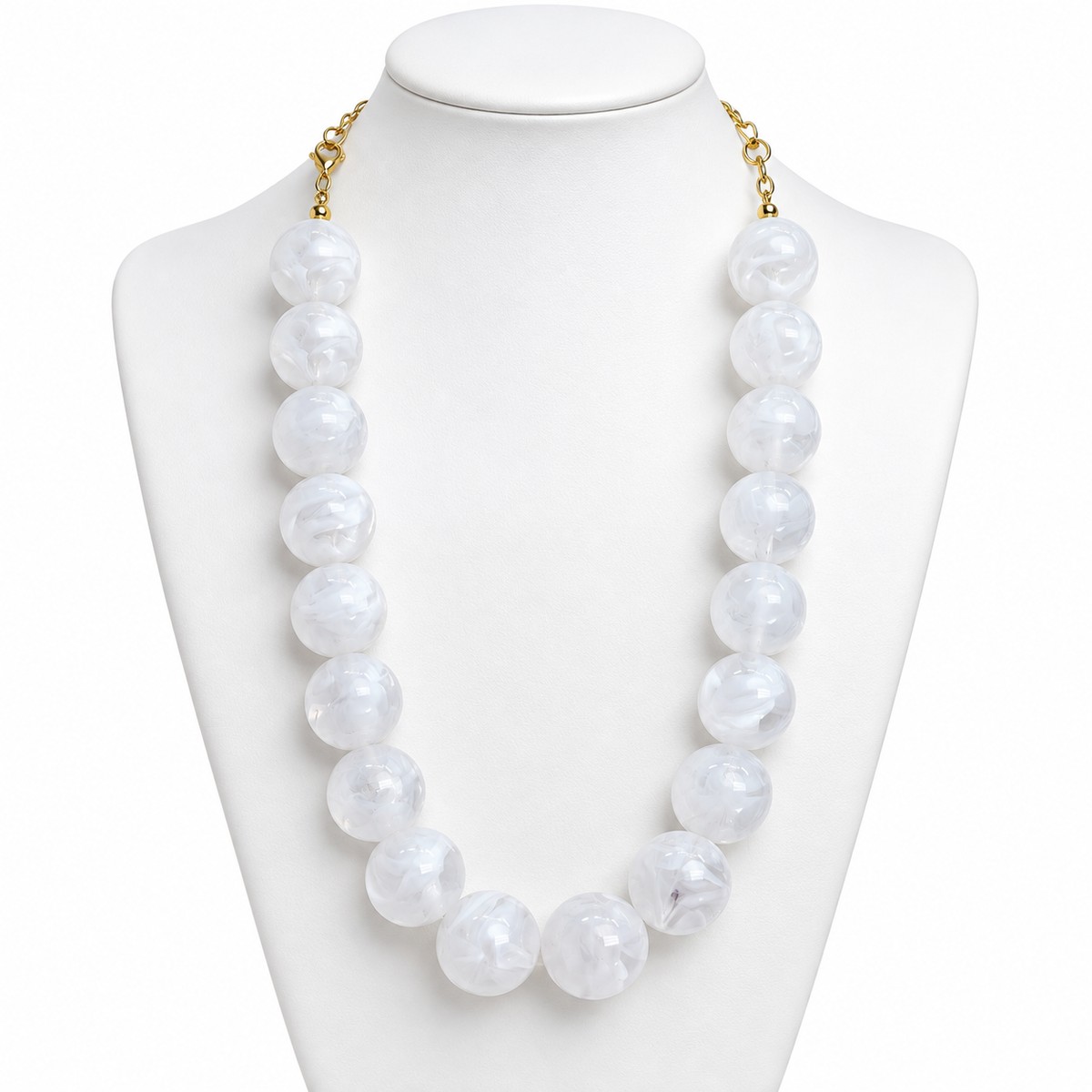 Collar de Cuentas Blanco Mármol